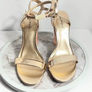 Call It Spring Metallic Gold Strappy Heels
